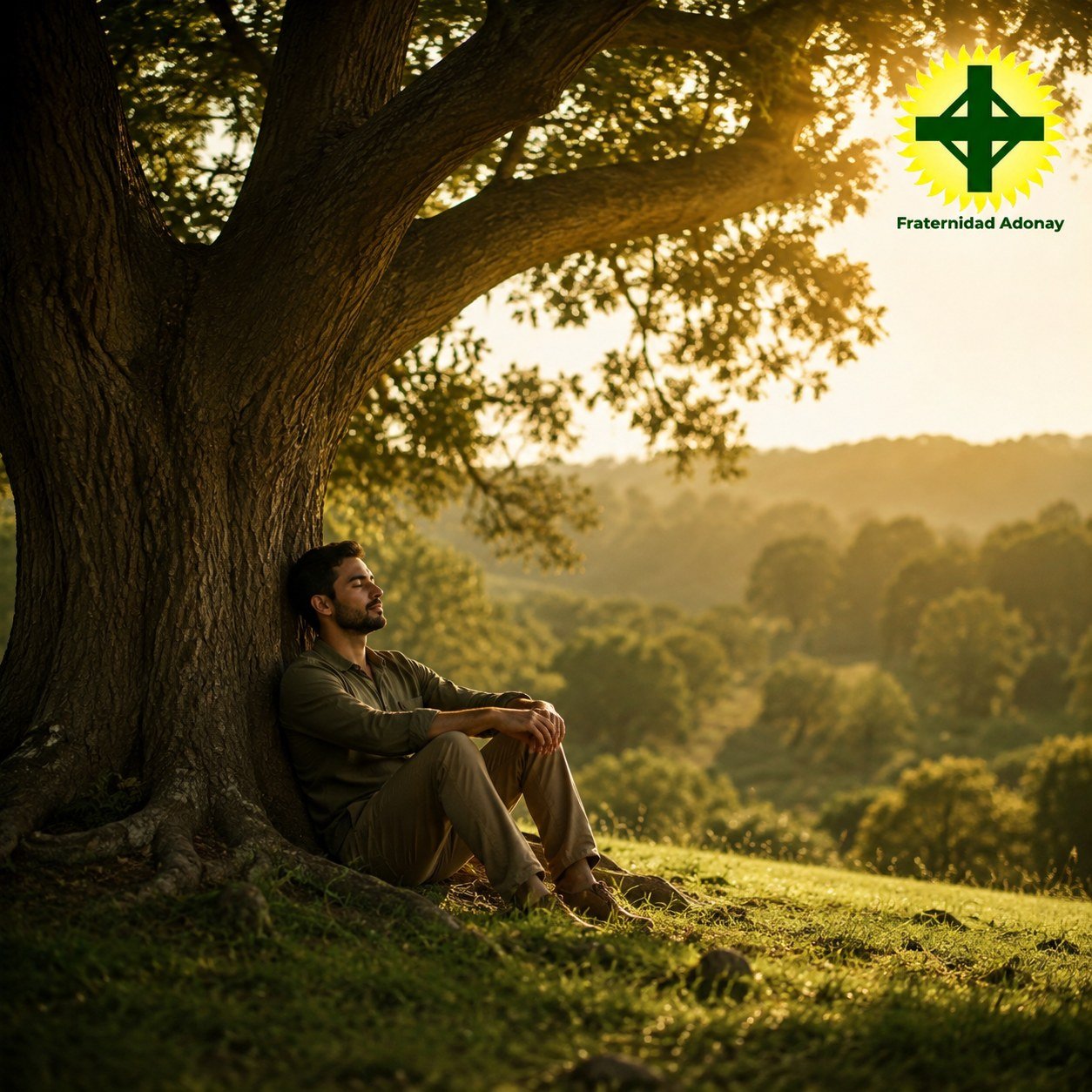 Persona descansando bajo un árbol
